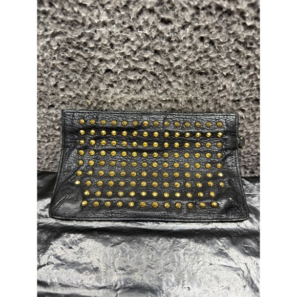 Vintage Burberry Women s Studded Leather Clutch Bag Black ITALBSRL239CAL 8.5 x 5 - Picture 2 of 10